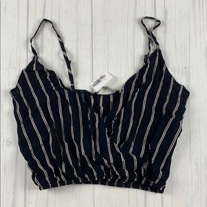 Brandy Melville pinstripe crop wrap tank top